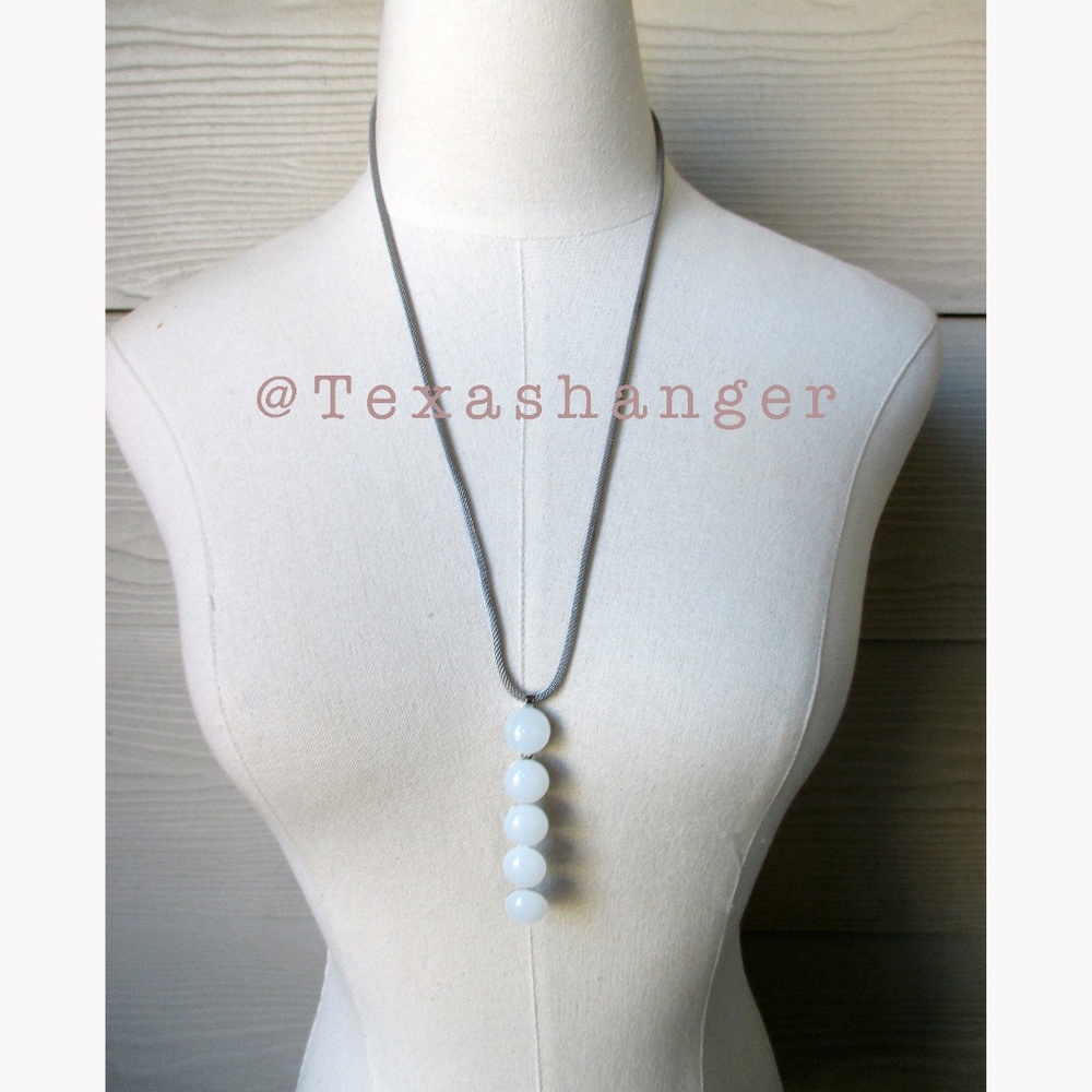 NIB Vintage Skagen Seas Stainless Sea Glass Necklace Pendant